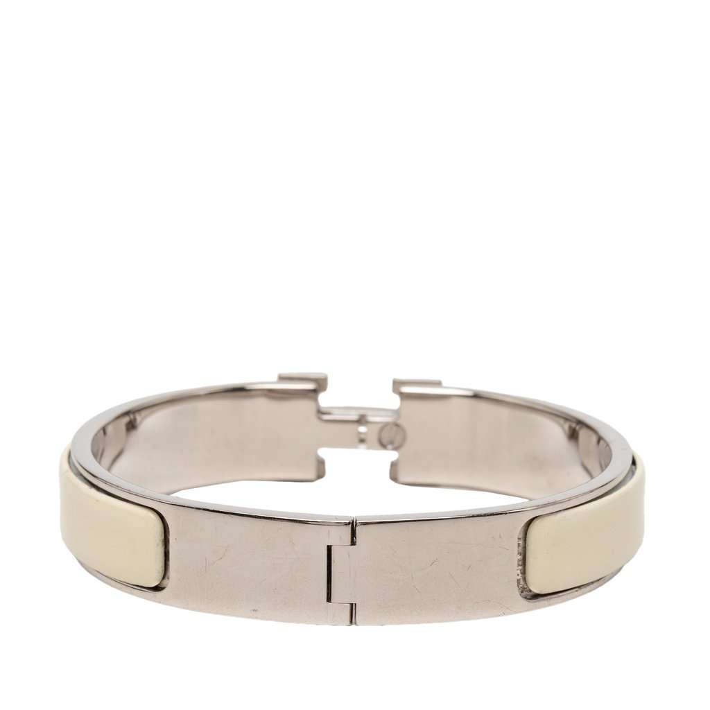 Hermès Narrow Enamel Clic H Bracelet PM White Very good - Inside View