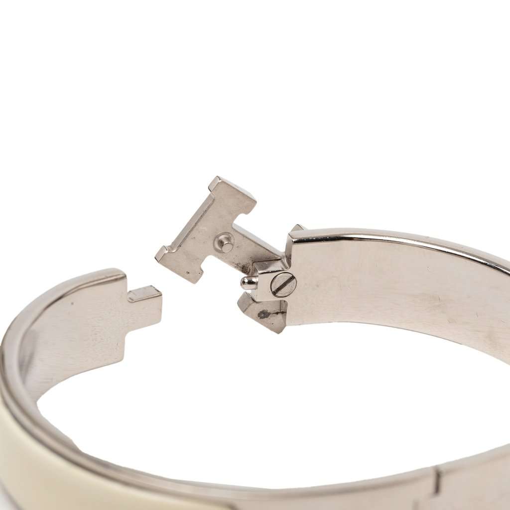 Hermès Narrow Enamel Clic H Bracelet PM White Very good - Box View