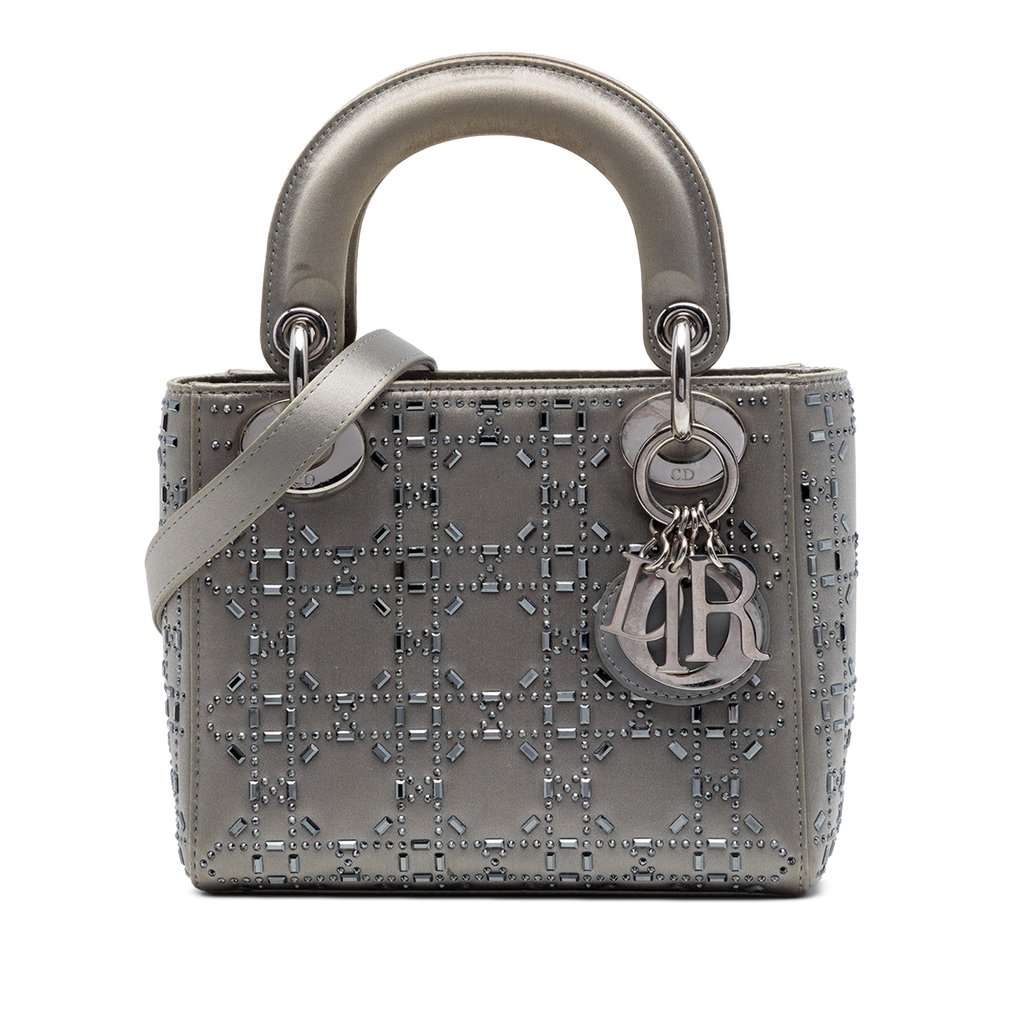Dior Mini Satin Cannage Crystal Embellished Lady Dior MultiColor Very good condition - Front View