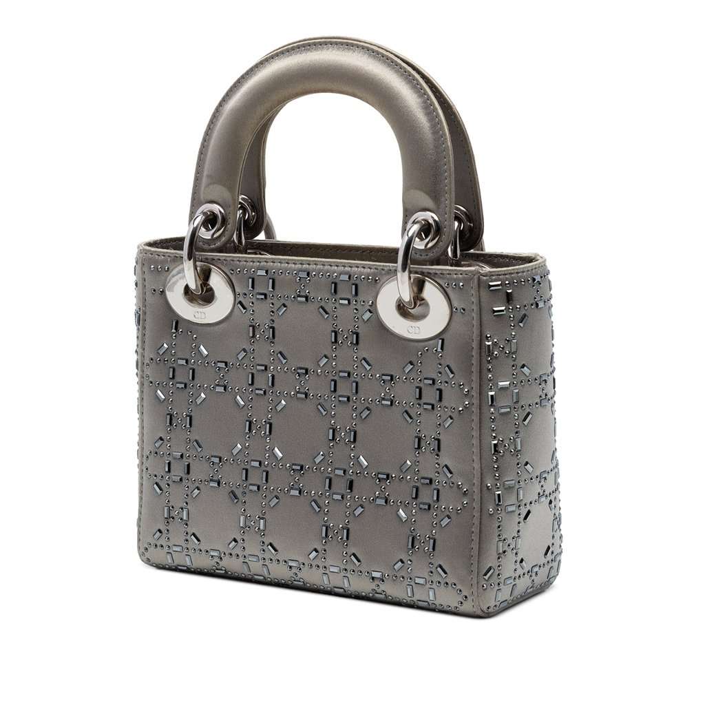 Dior Mini Satin Cannage Crystal Embellished Lady Dior MultiColor Very good condition - Back View