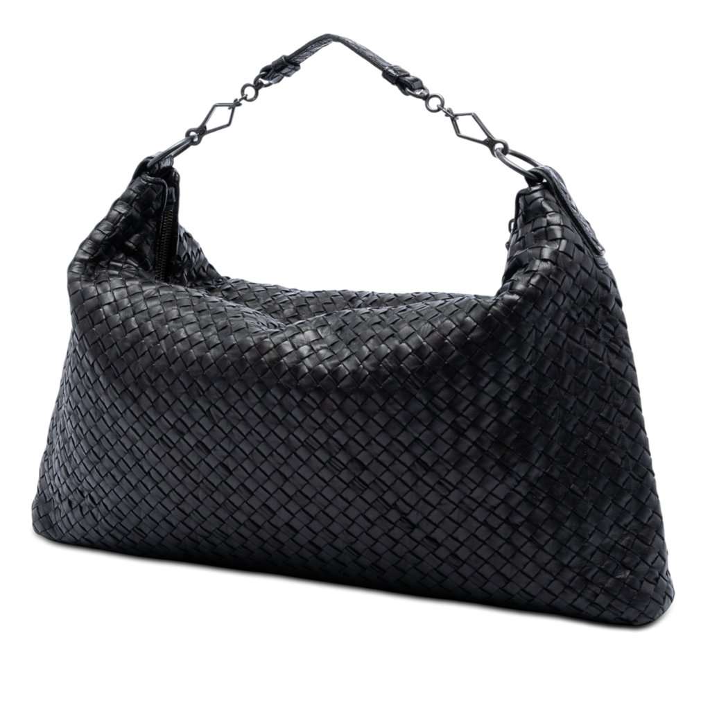 Bottega Veneta Nappa Intrecciato Satchel Black Leather Very good condition - Back View