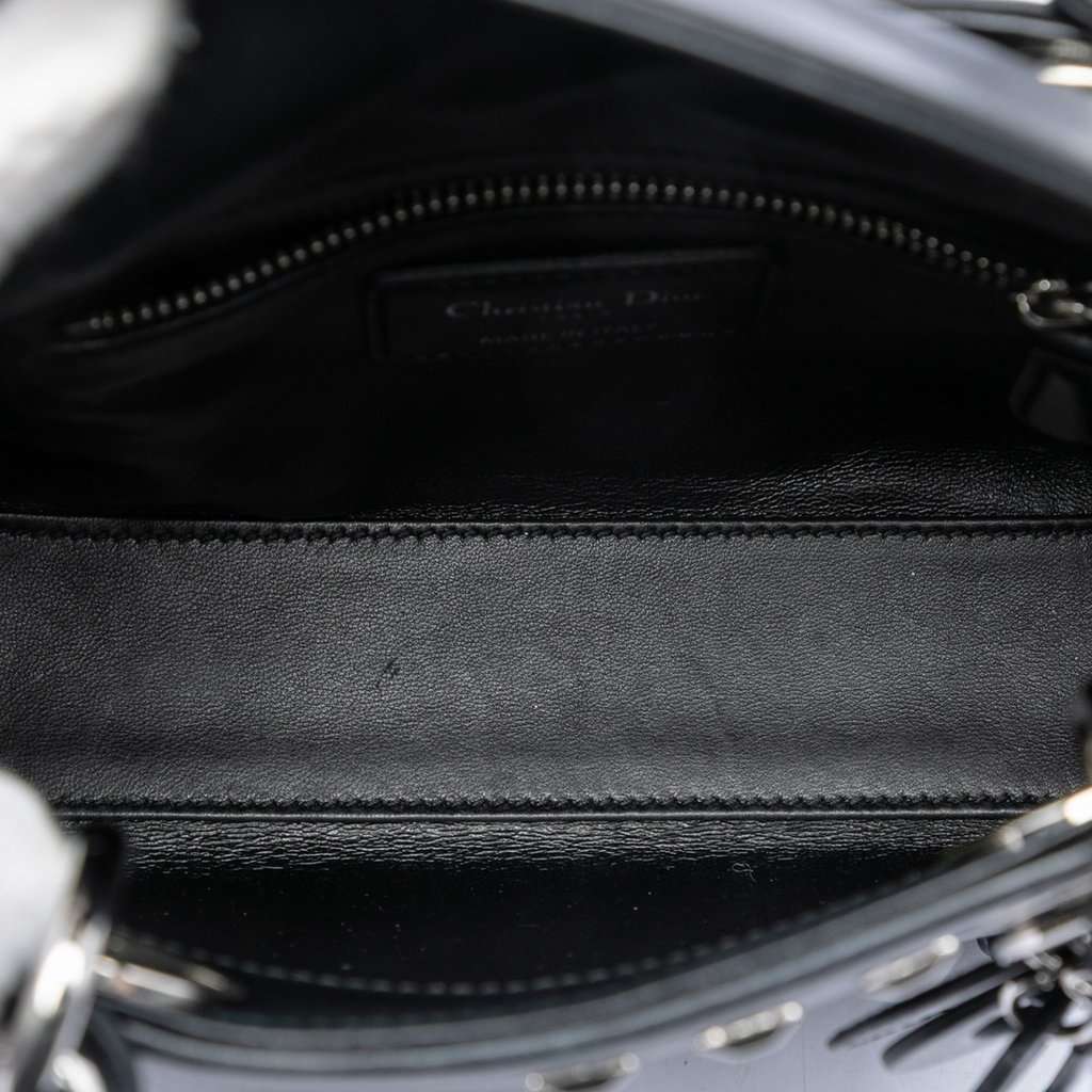 Dior Mini Lambskin Studded Crystal Pearl Lady Dior Black Leather Very good condition - Model View