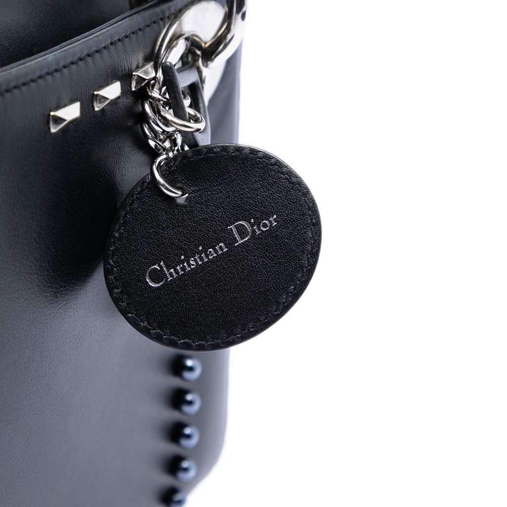 Dior Mini Lambskin Studded Crystal Pearl Lady Dior Black Leather Very good condition - Box View
