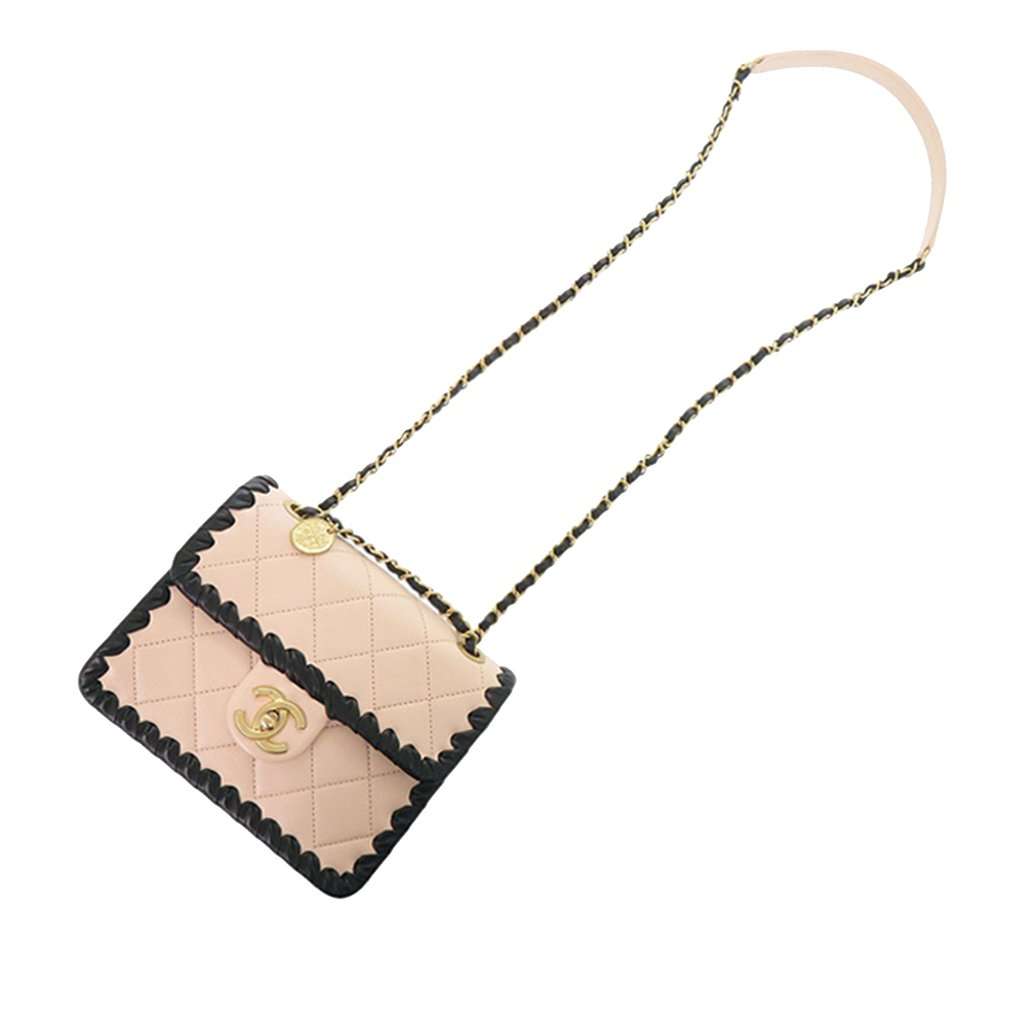 Chanel Mini CC Quilted Bicolor Calfskin Braided My Own Frame Flap Pink Leather Very good condition - Back View