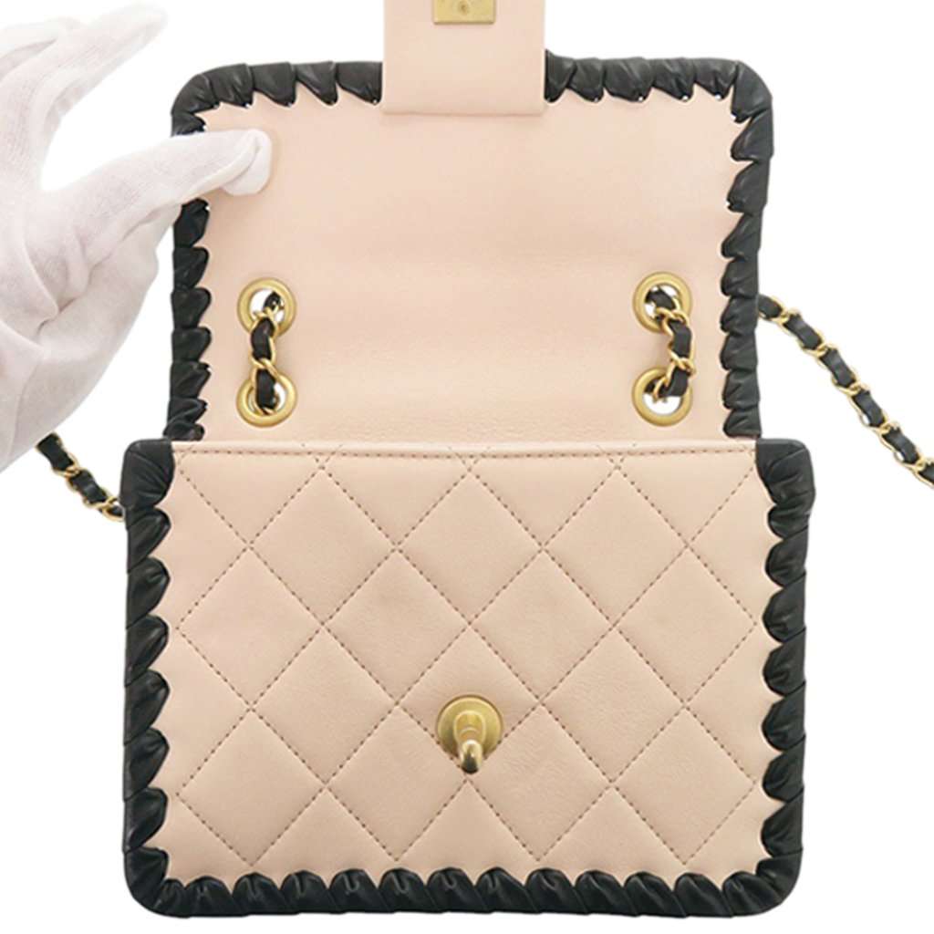 Chanel Mini CC Quilted Bicolor Calfskin Braided My Own Frame Flap Pink Leather Very good condition - Box View