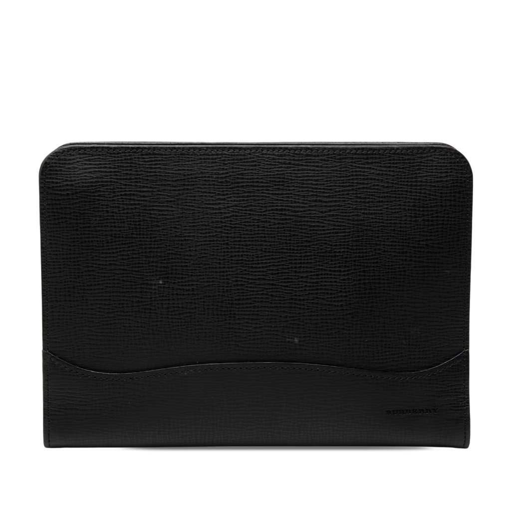 Burberry Calf Leather Clutch Black Leather Very good - Front View