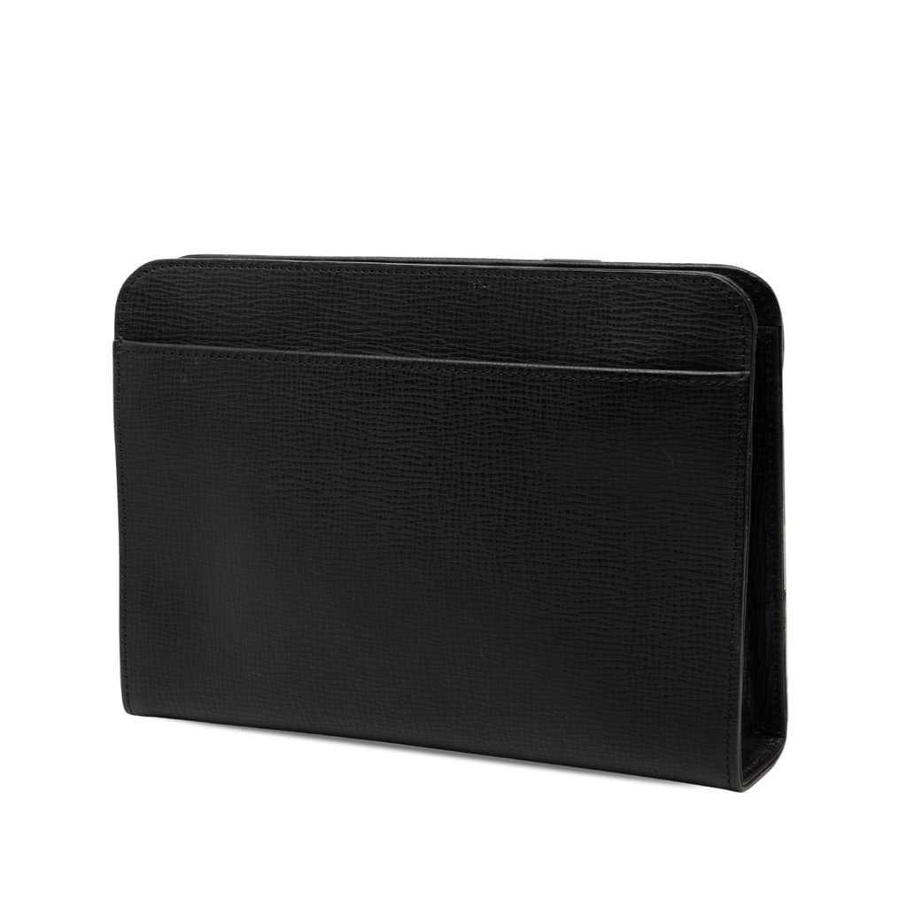 Burberry Calf Leather Clutch Black Leather Very good - Back View