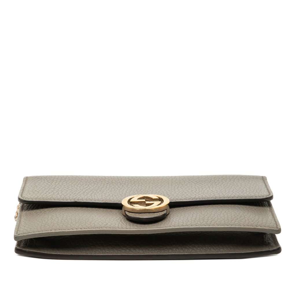 Gucci Dollar Calfskin Interlocking G Wallet on Chain Brown Leather Very good condition - Inside View
