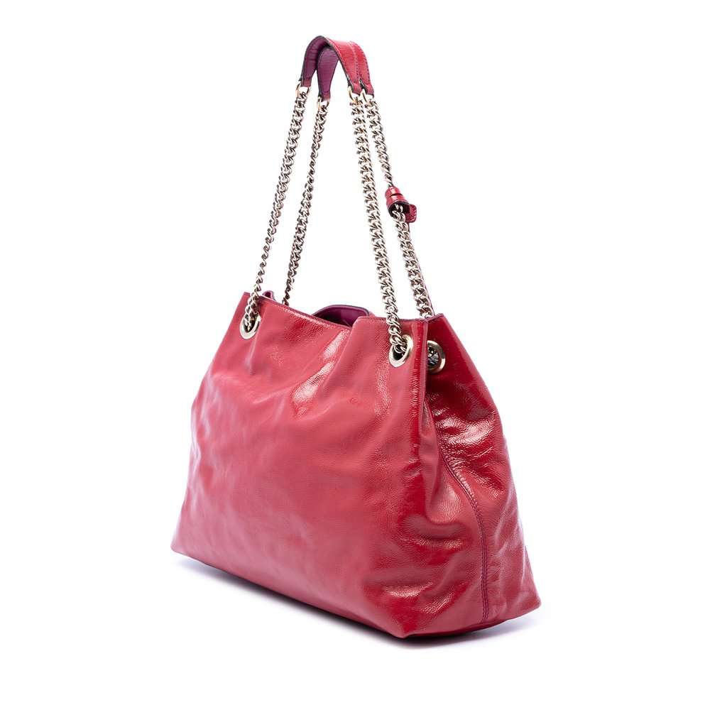 Gucci Medium Patent Soho Chain Tote Red Leather Very good - Back View
