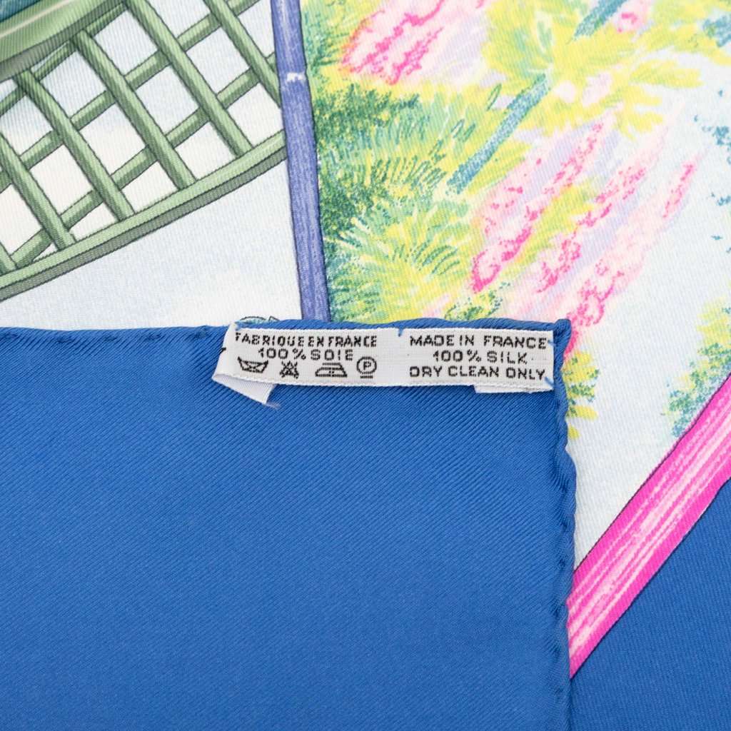 Hermès Giverny Silk Scarf 90 Blue Very good - Back View