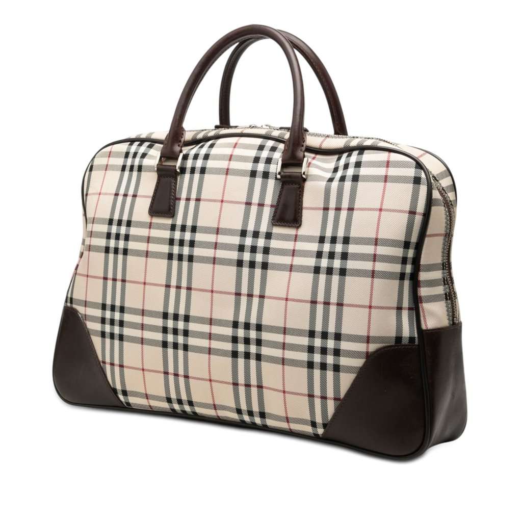 Burberry House Check Canvas Travel Bag Beige Good condition - Back View