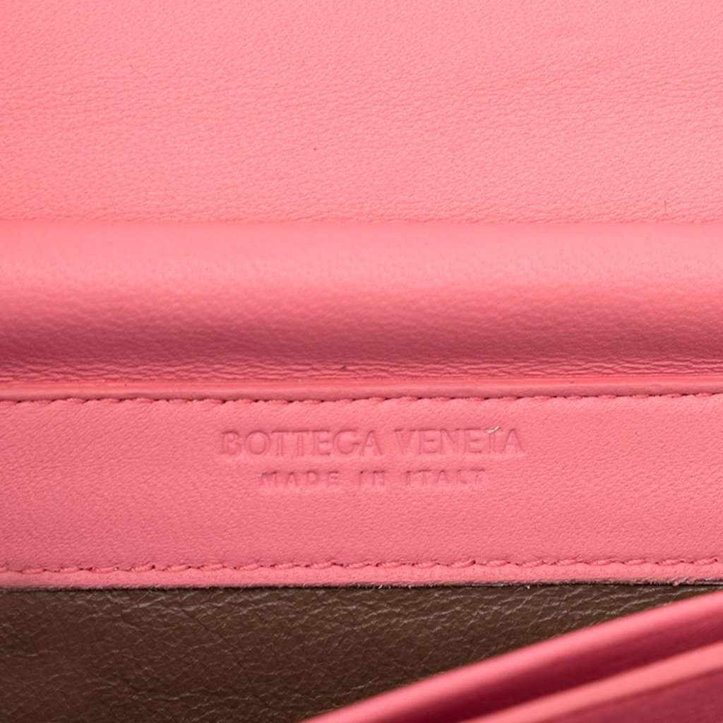 Bottega Veneta Nappa Intrecciato Continental Wallet on Chain Pink Leather Very good - Box View