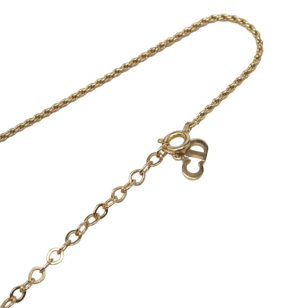 Dior Gold Plated CD Logo Water Drop Shape Pendant Necklace Gold Metal Very good - Box View