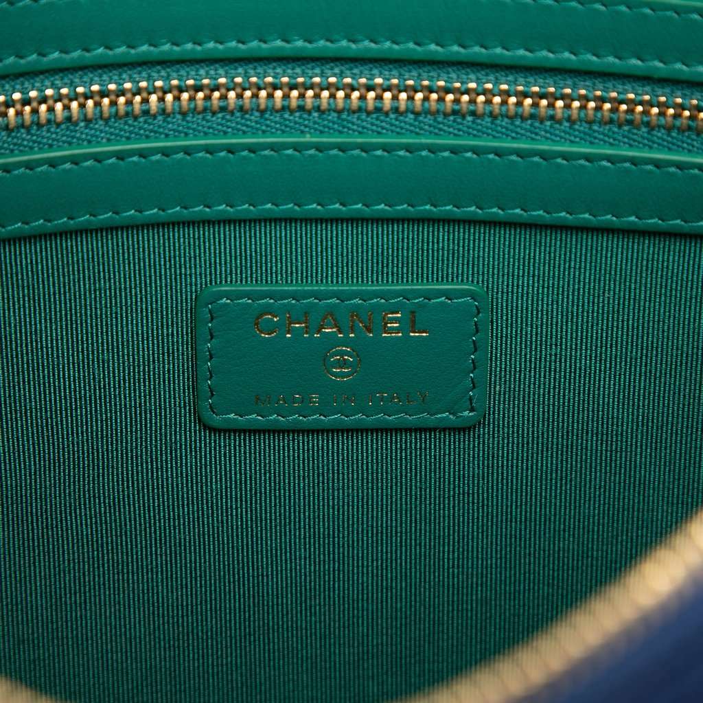Chanel Medium Quilted Jersey O Case Clutch Blue Very good - Box View