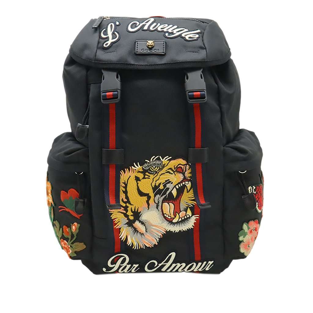 Gucci L'Aveugle Par Amour Techno Canvas Backpack Black Very good condition - Front View