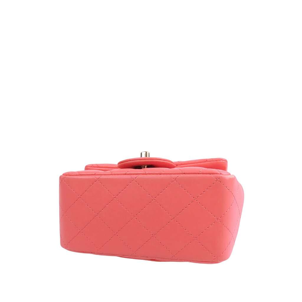 Chanel Mini Square Classic Lambskin Single Flap Pink Leather Very good condition - Inside View