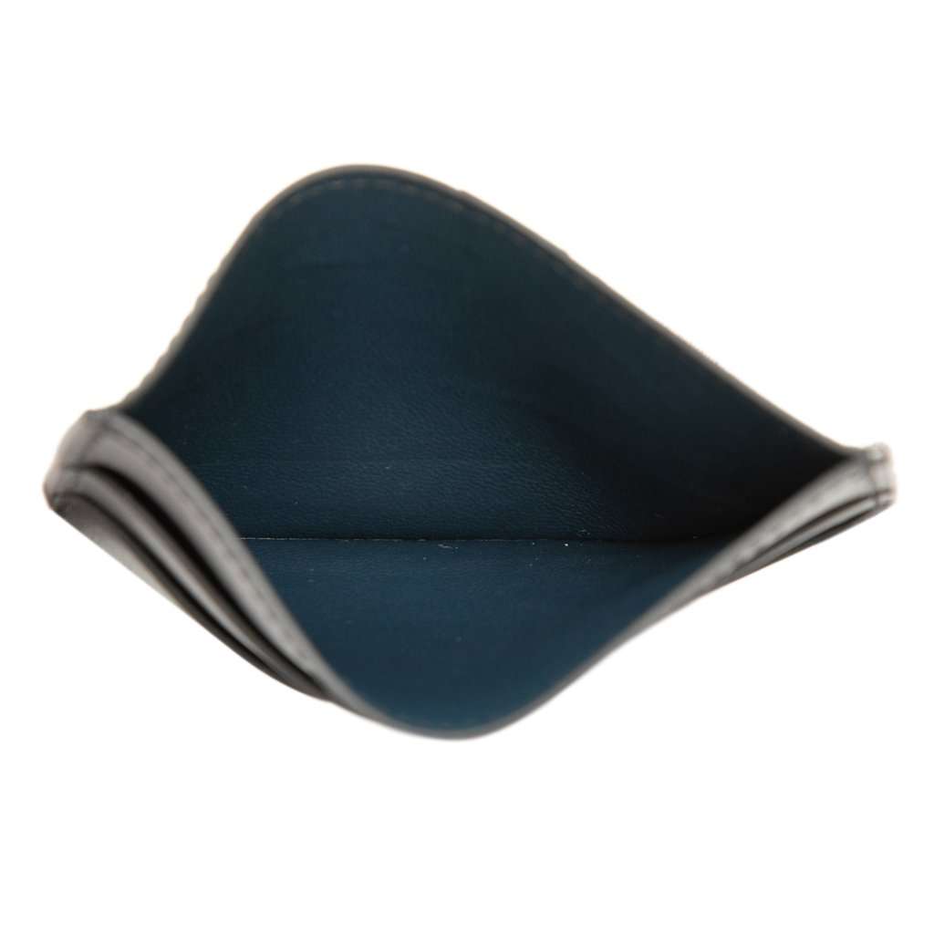 Hermès Evercolor and Tadelakt Cheval Picto Card Holder Black Leather Very good condition - Model View