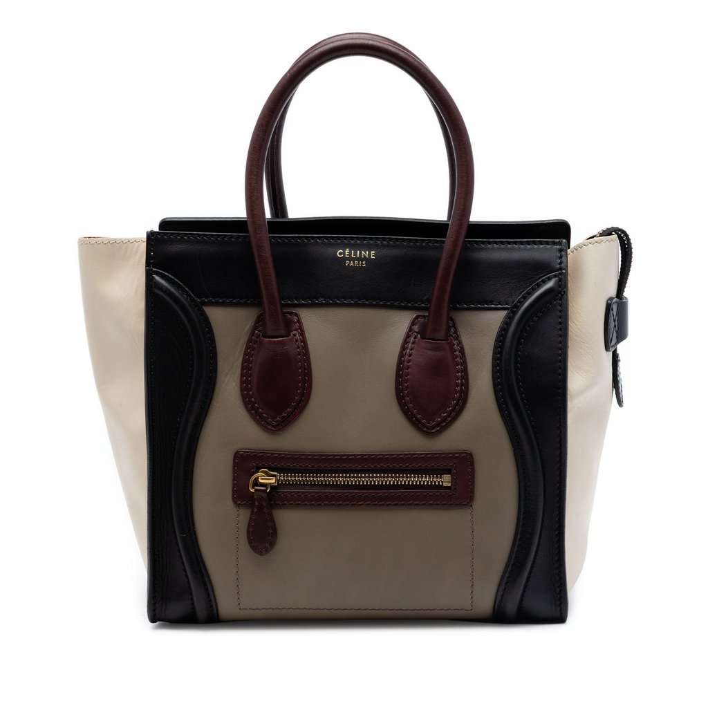 Celine Micro Tricolor Leather Luggage Tote Brown Leather Very good condition - Front View