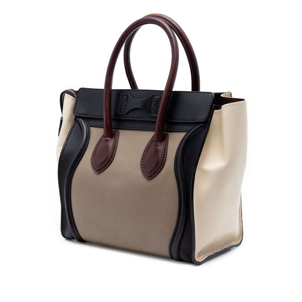 Celine Micro Tricolor Leather Luggage Tote Brown Leather Very good condition - Back View