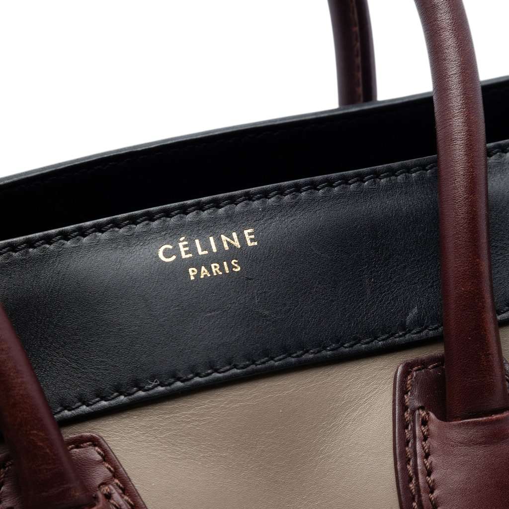 Celine Micro Tricolor Leather Luggage Tote Brown Leather Very good condition - Box View