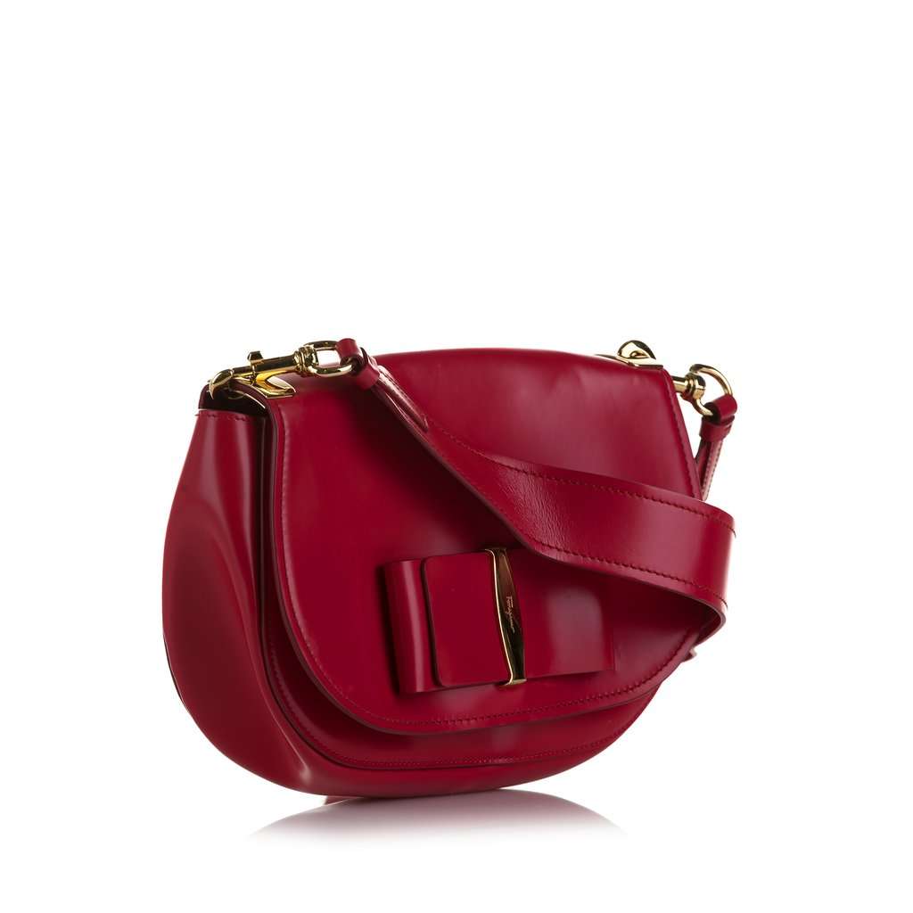 Salvatore Ferragamo Vara Shoulder Bag Red Leather Very good condition - Back View