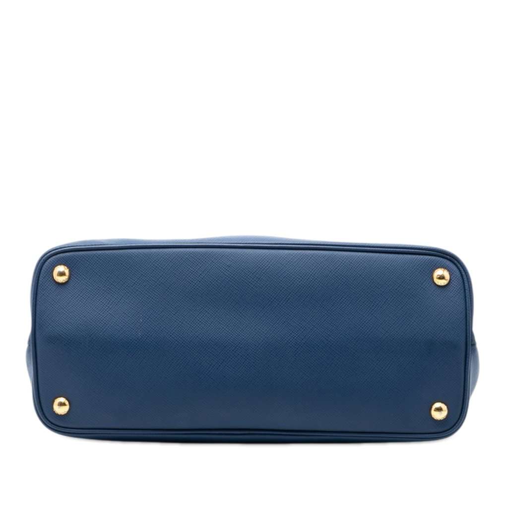 Prada Medium Saffiano Cuir Double Satchel Blue Leather Very good condition - Inside View
