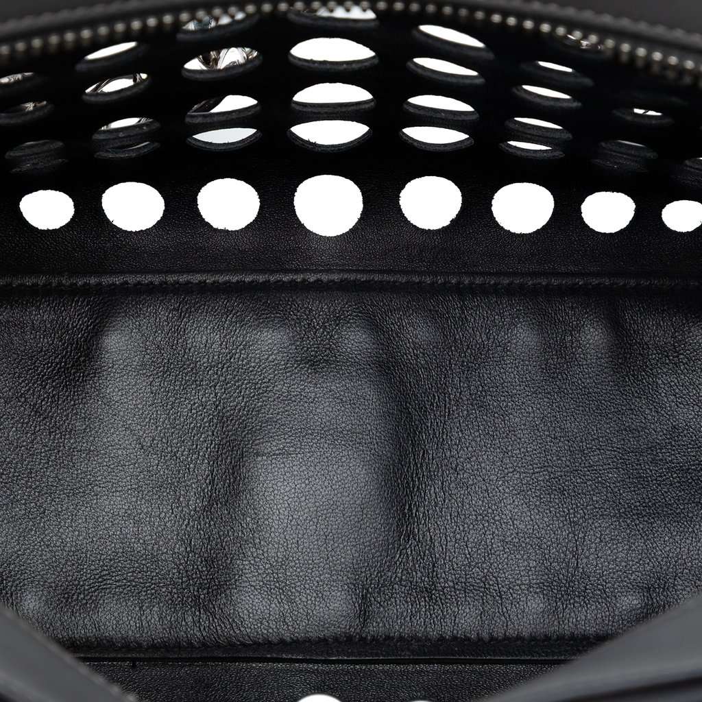 Prada Perforated Leather City Fori Chain Handbag Black Leather Very good condition - Model View