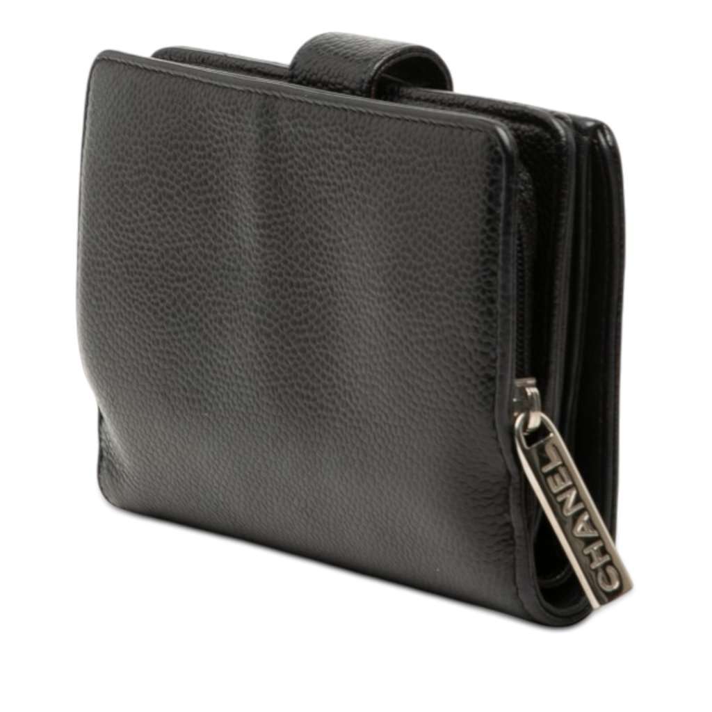 Chanel CC Caviar Bifold Wallet Black Leather Very good condition - Back View