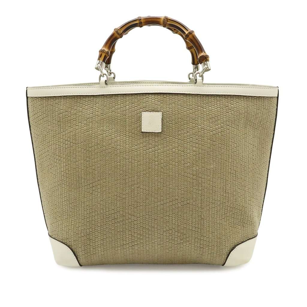 Gucci Raffia Bamboo Childrens Tote Brown Very good condition - Front View