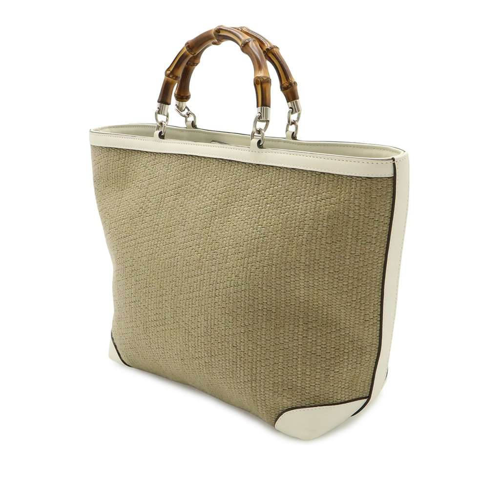 Gucci Raffia Bamboo Childrens Tote Brown Very good condition - Back View