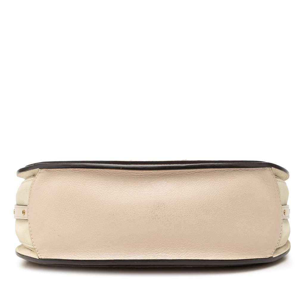 Chloé Medium Calfskin Suede Pixie Signature Satchel Beige Leather Very good condition - Inside View