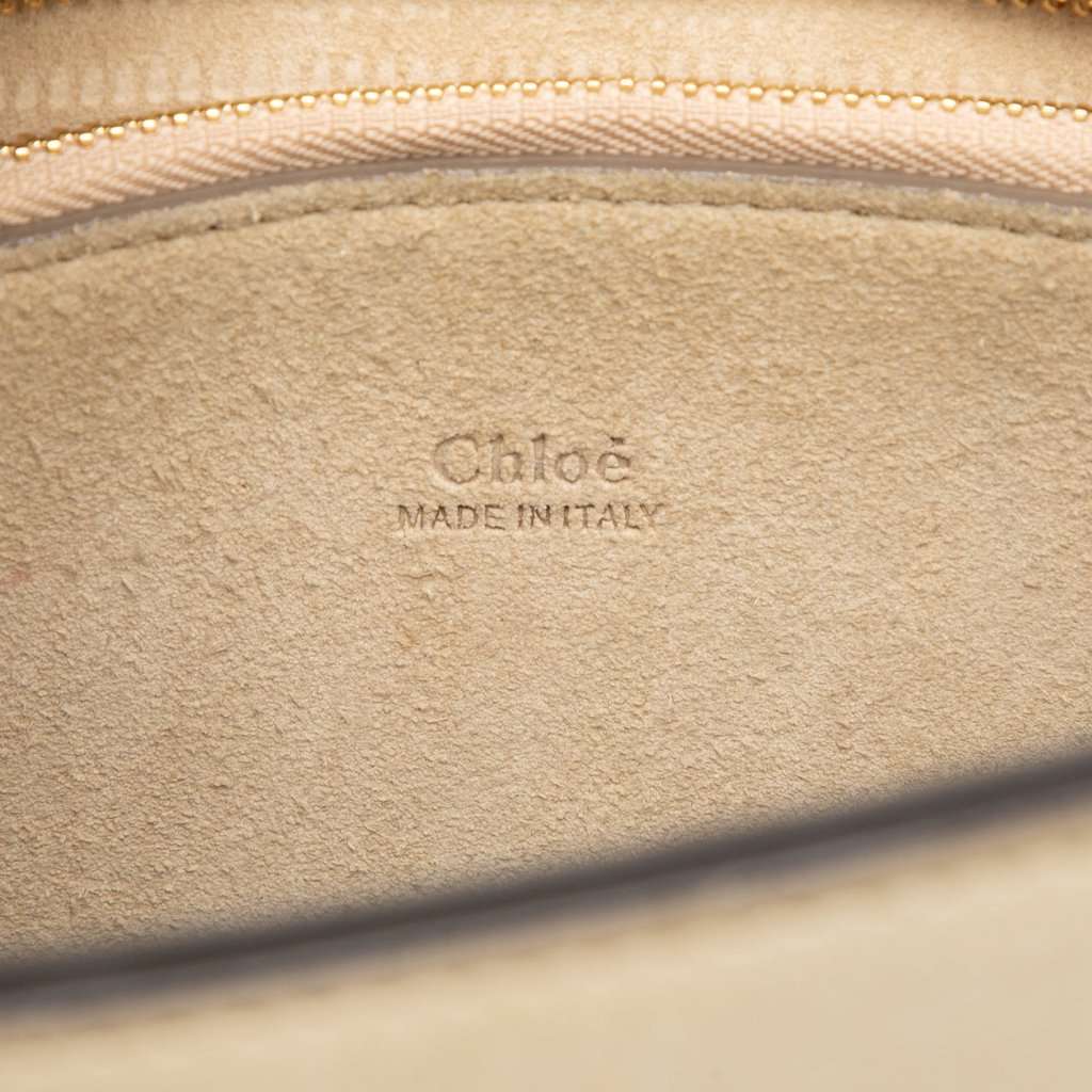Chloé Medium Calfskin Suede Pixie Signature Satchel Beige Leather Very good condition - Box View
