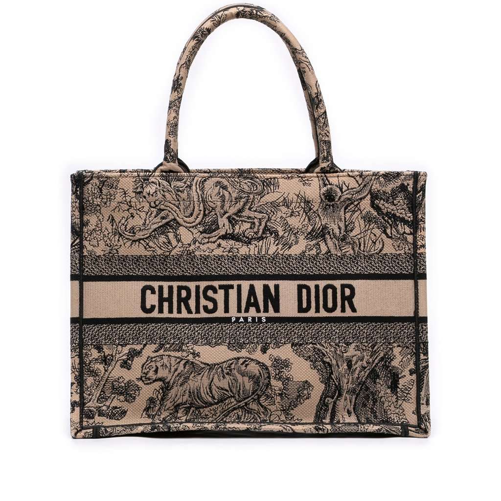Dior Medium Canvas Embroidered Dioriviera Toile De Jouy Book Tote Black Very good - Front View