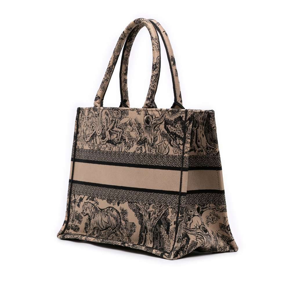 Dior Medium Canvas Embroidered Dioriviera Toile De Jouy Book Tote Black Very good - Back View