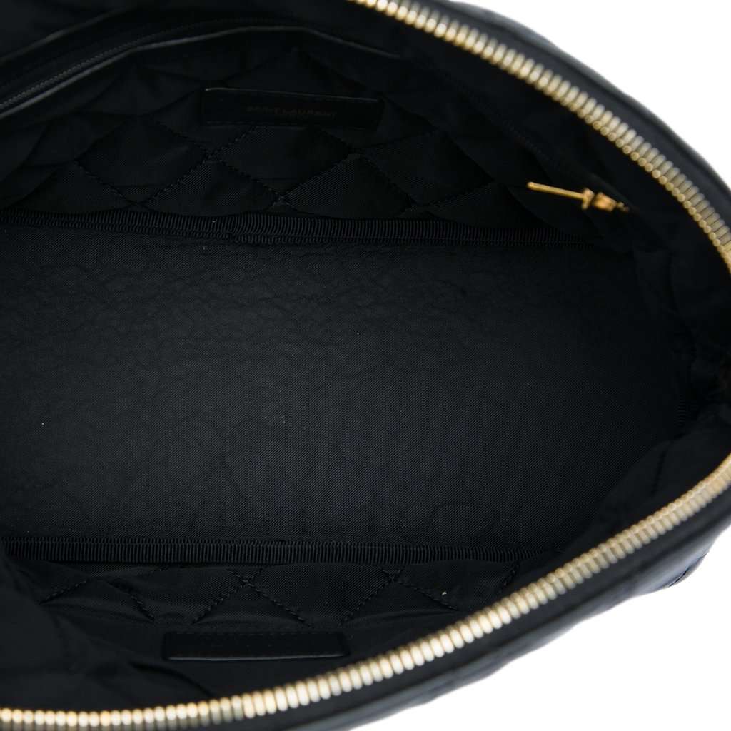 Saint Laurent Quilted Lambskin Cassandre Cosmetic Pouch Black Leather Very good - Model View