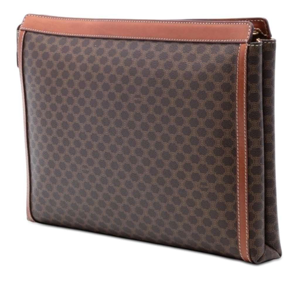 Celine Macadam Coated Canvas Clutch Brown Very good condition - Back View