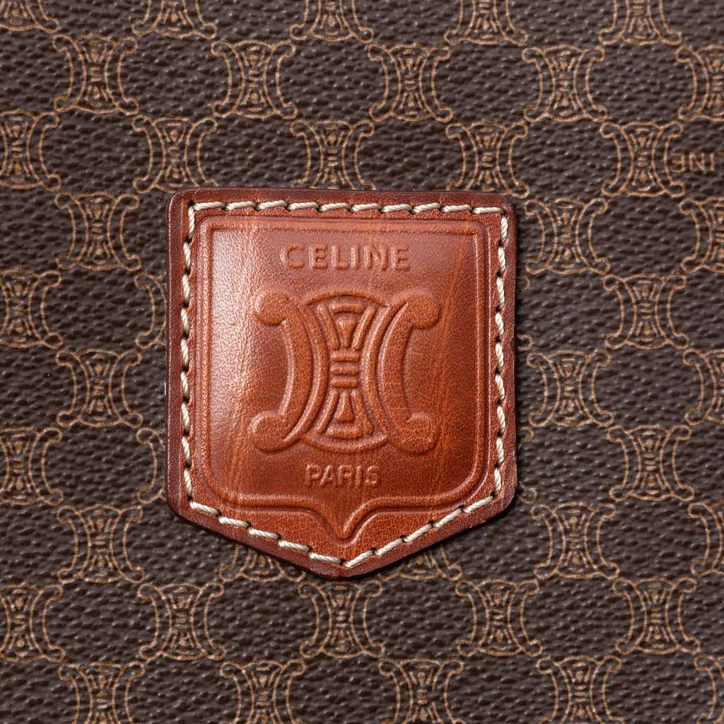 Celine Macadam Coated Canvas Clutch Brown Very good condition - Box View
