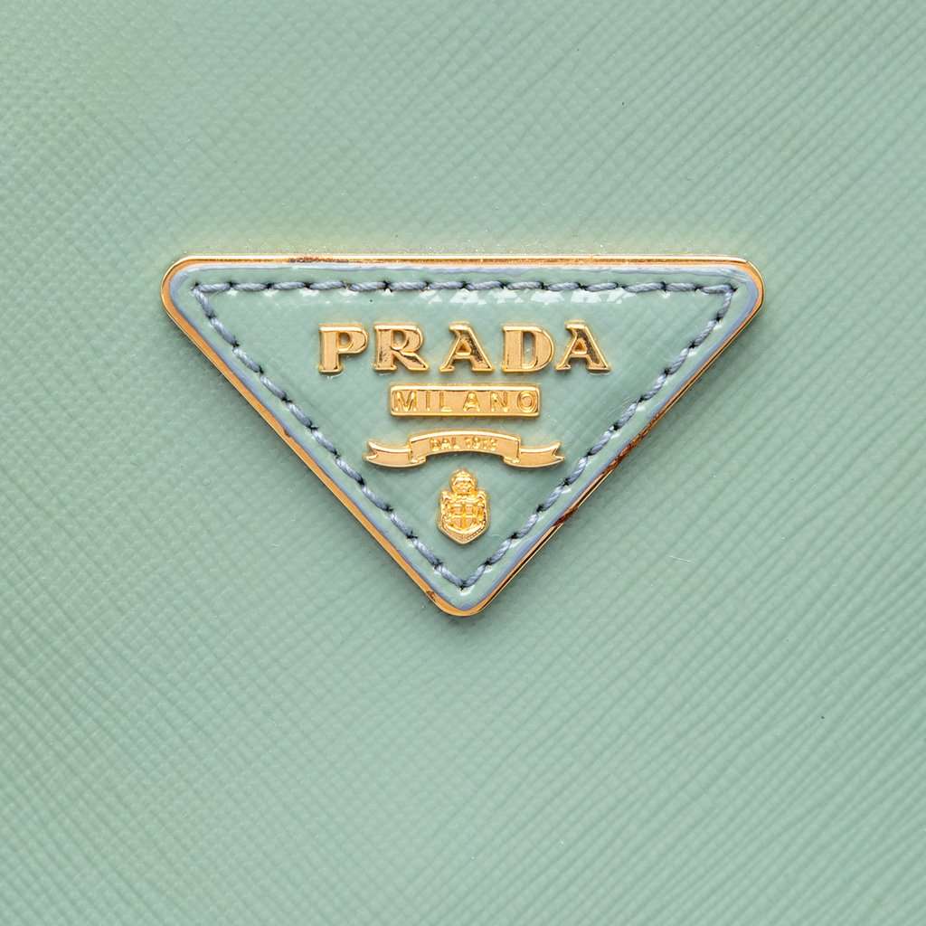 Prada Large Saffiano Vernice Promenade Satchel Green Leather Very good condition - Box View