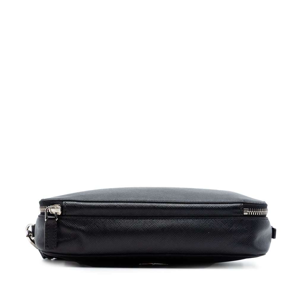 Prada Saffiano Double Zip Travel Pouch Black Leather Very good condition - Inside View