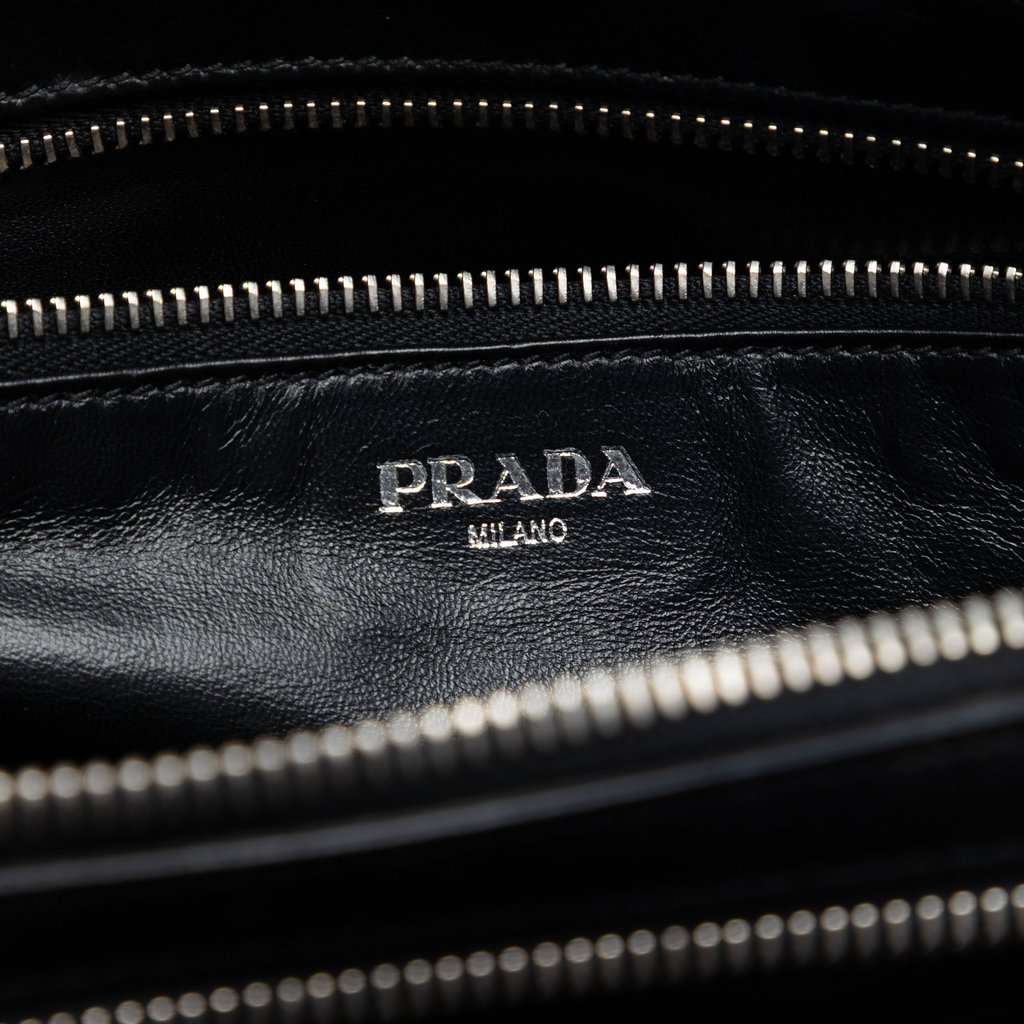 Prada Saffiano Double Zip Travel Pouch Black Leather Very good condition - Box View