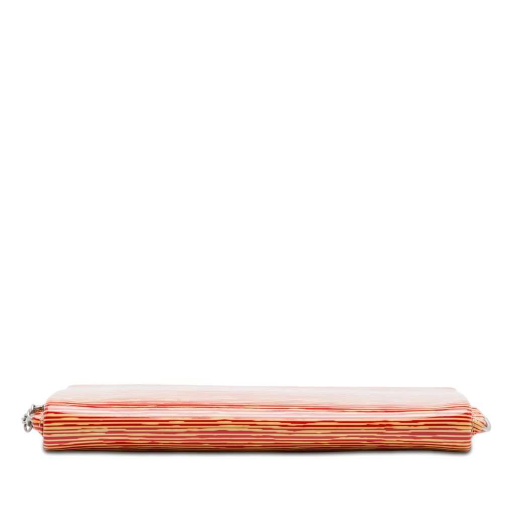 Chanel CC Patent Striped Chain Around Clutch Red Leather Very good condition - Inside View