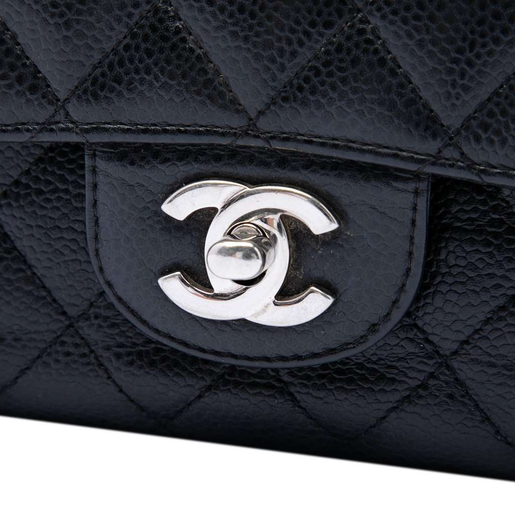 Chanel Medium Classic Caviar Double Flap Black Leather Good - Box View