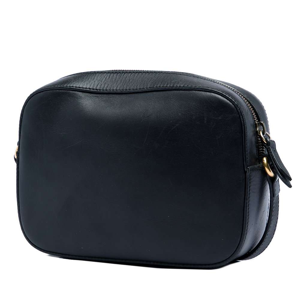 Gucci Calfskin Web Webby Bee Camera Bag Black Leather Very good - Back View