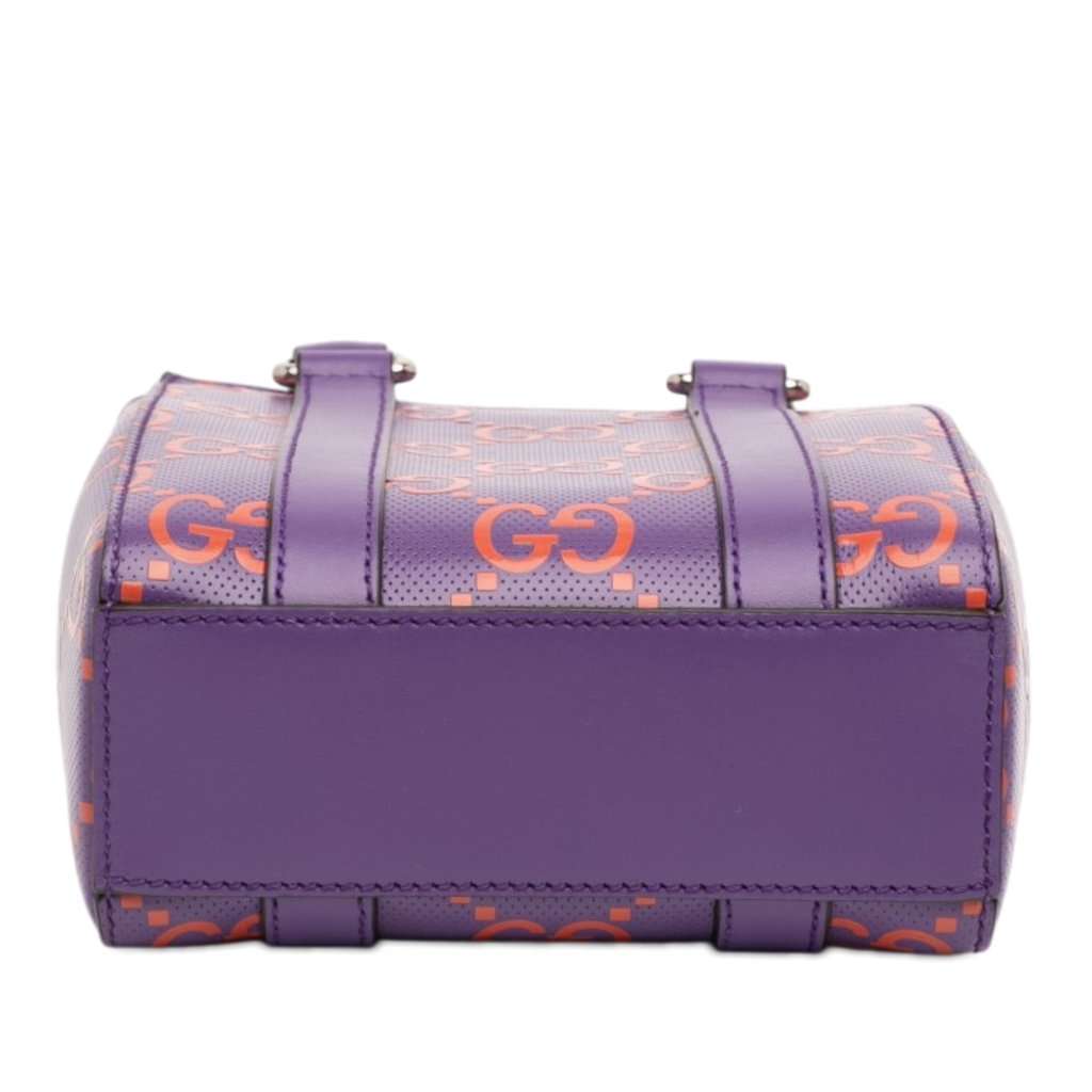 Gucci Mini GG Embossed Perforated Leather Tote Purple Leather Very good condition - Inside View