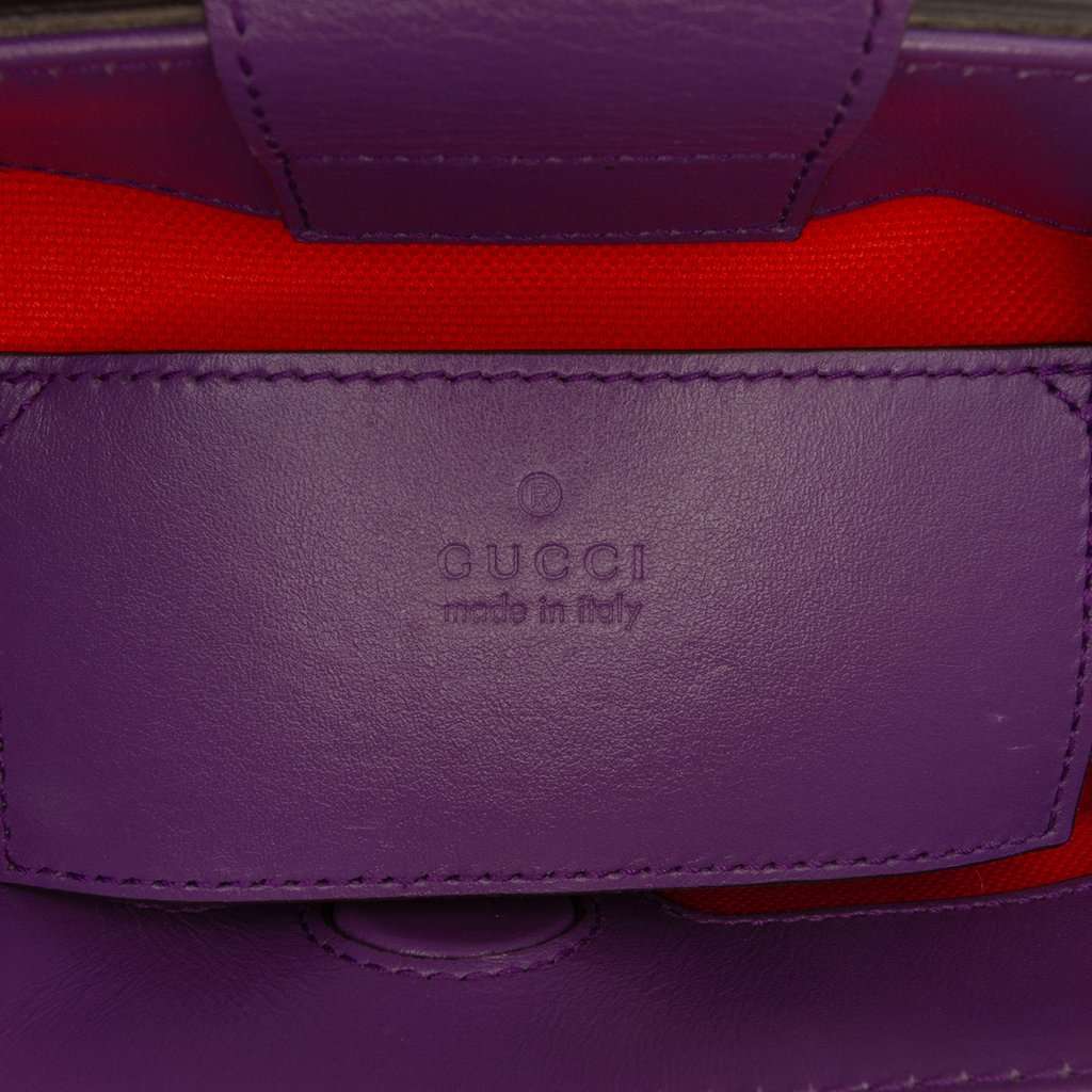 Gucci Mini GG Embossed Perforated Leather Tote Purple Leather Very good condition - Box View