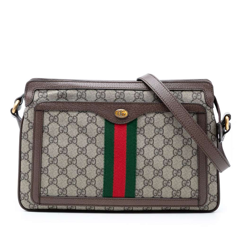 Gucci Medium GG Supreme Web Ophidia Crossbody Beige Very good - Front View
