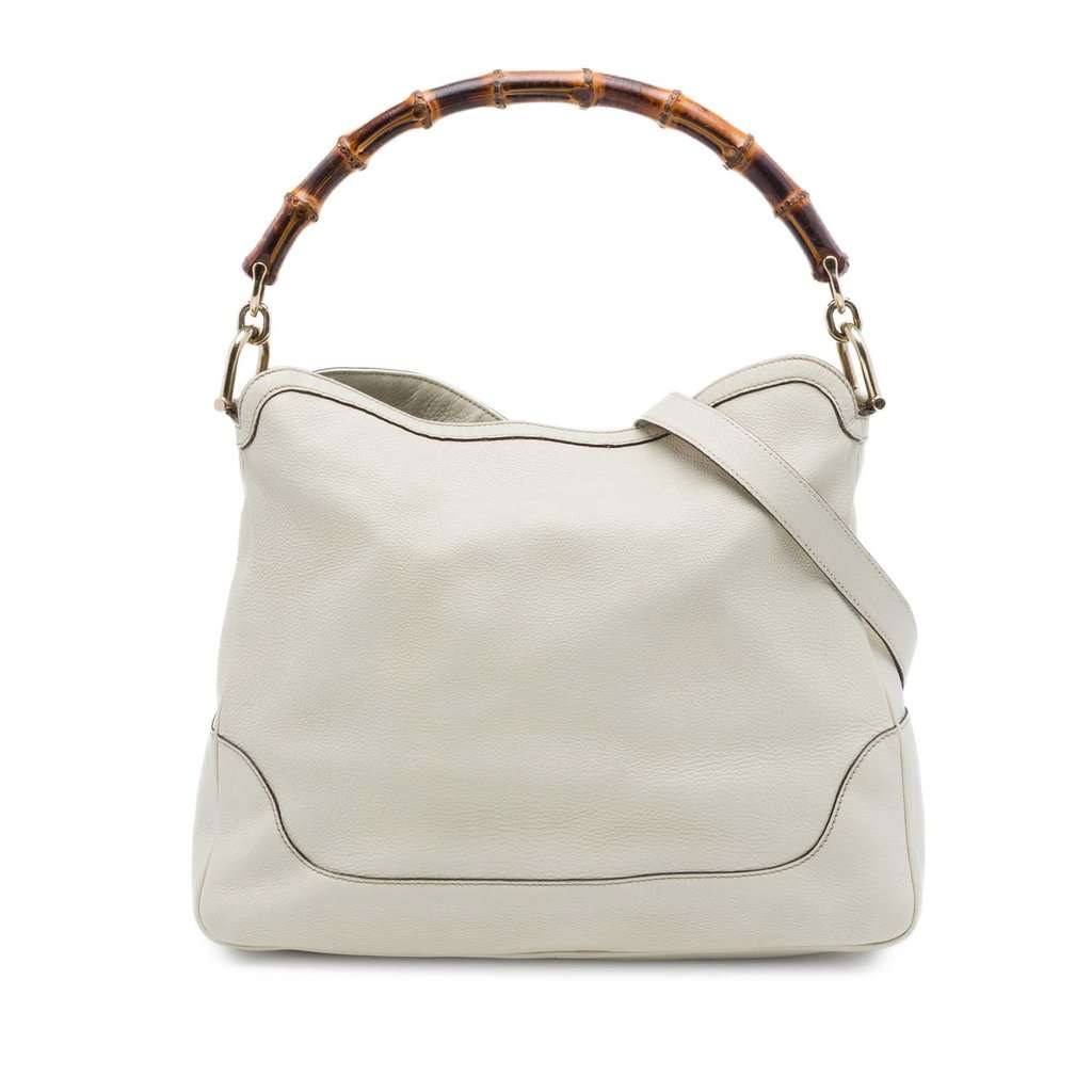 Gucci Calfskin Bamboo Diana Satchel White Leather Very good - Front View