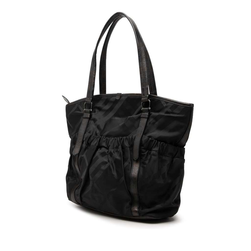 Burberry Tonal Check Nylon Tote Black Very good condition - Back View