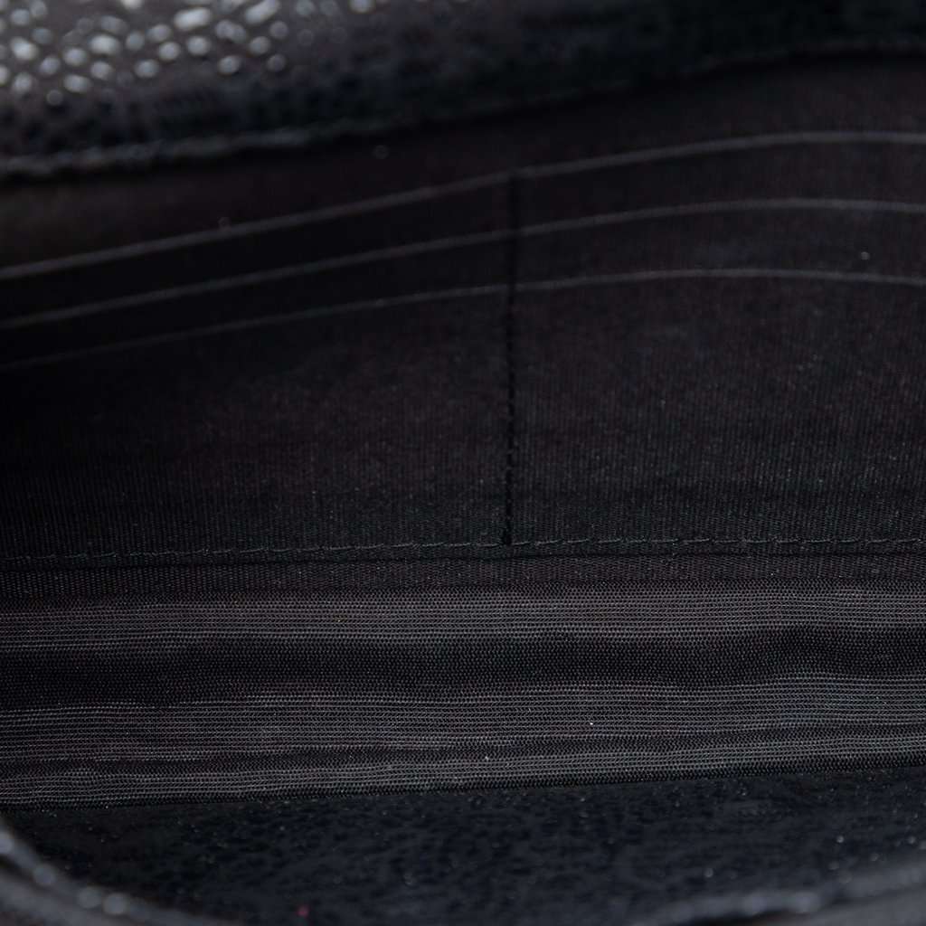 Chanel CC Lace Overlay Goatskin Wallet On Chain Black Leather Very good - Model View