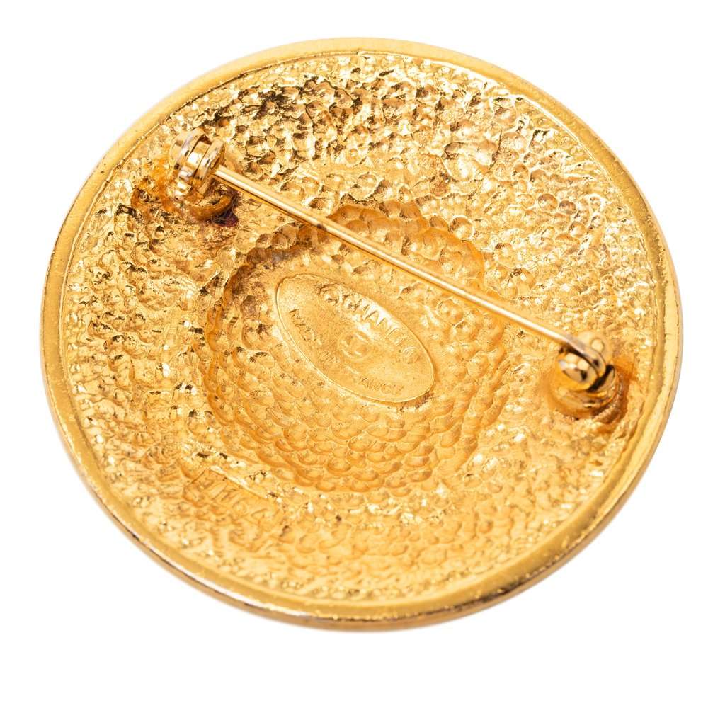 Chanel Gold Plated Round Brooch Gold Metal Very good condition - Inside View